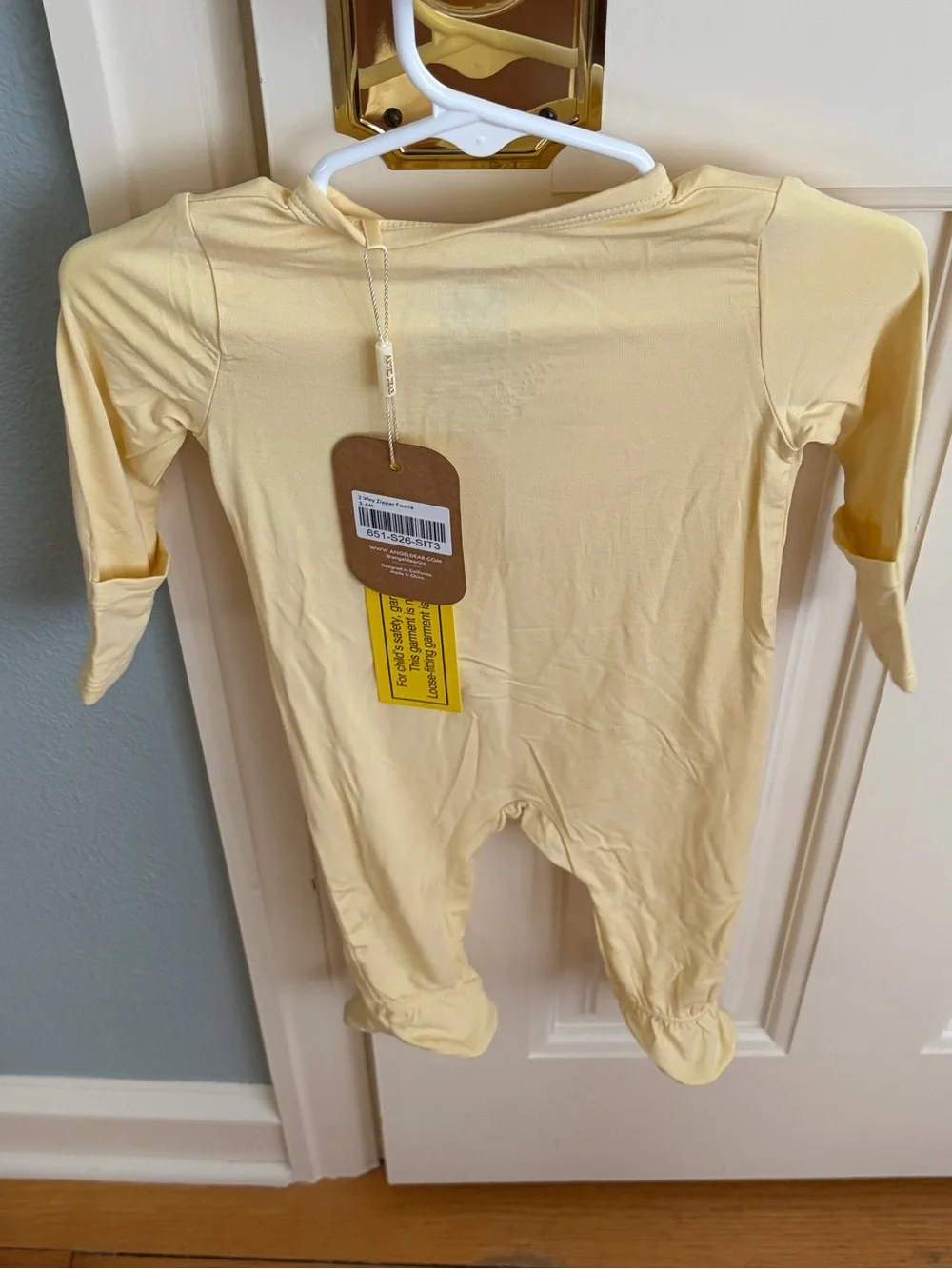 NWT Angel Dear Bamboo Gender Neutral Light Yellow Solid Footie Pajama